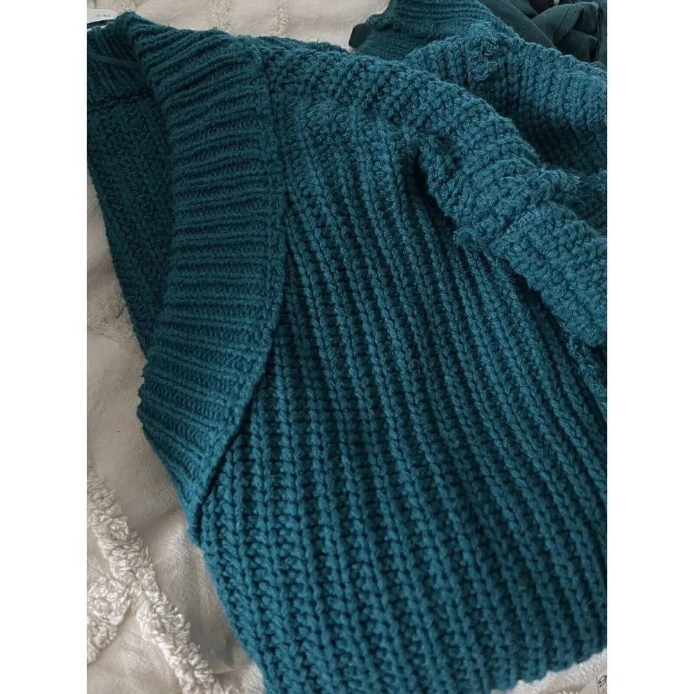 NWT FREE PEOPLE Sz S CLYDE SLEEVLESS SWEATER VEST TUNIC IN MERMAID TAIL